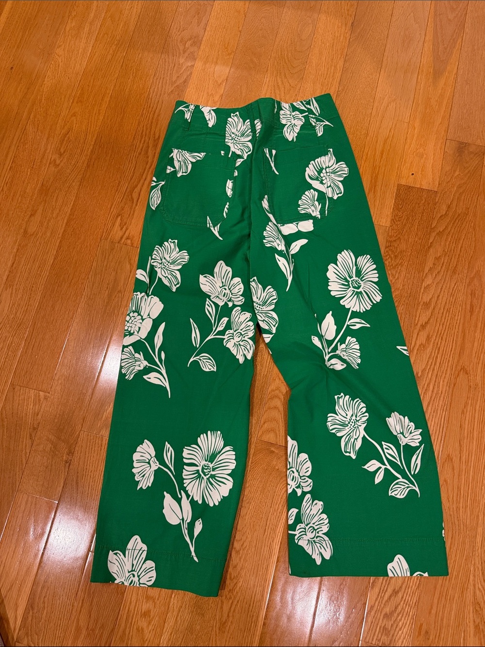 Anthropologie Green Wide-Leg Floral Pants - Picture 5 of 8